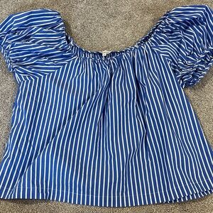 Madewell Blue and White Striped Blouse